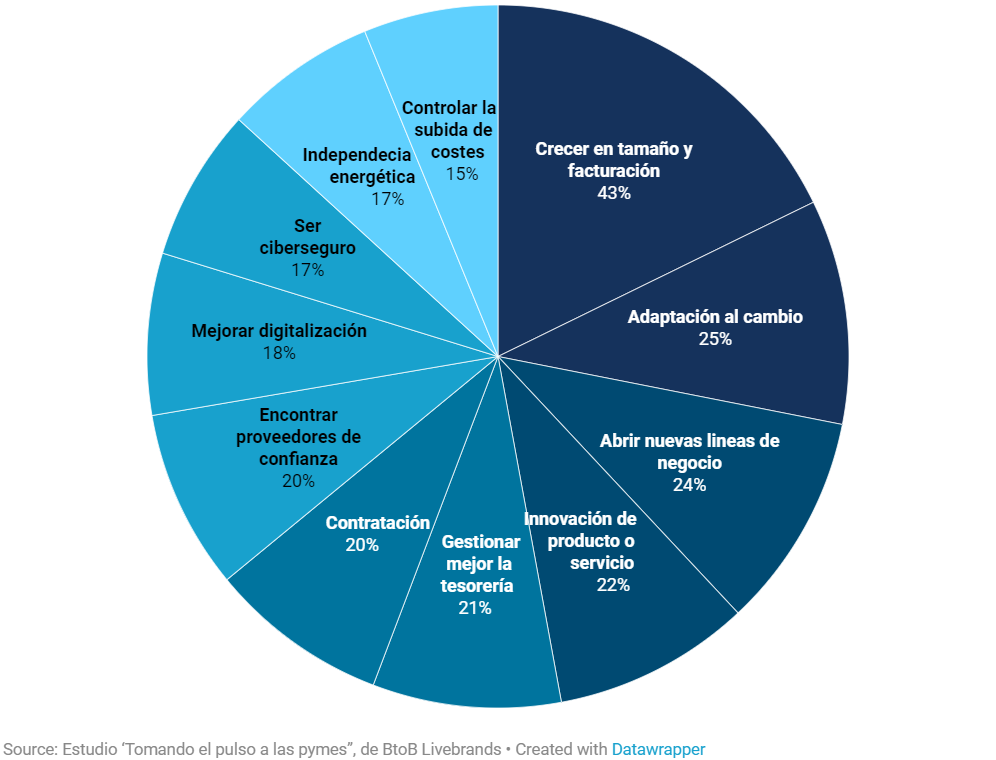 Principales retos de las pymes españolas en 2023. Estudio Tomando el pulso a las pymes, de BtoB Livebrand.