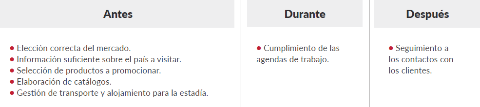 CAMACOES RD - Proceso de una misión comercial. Elaboración propia.